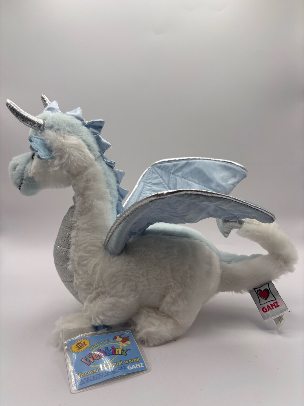 Webkinz Ice Dragon with Sealed Secret Code Tag White Stuffed Animal Ganz READ - Picture 11 of 16